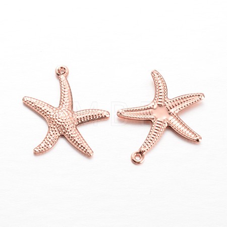 Starfish/Sea Stars Brass Pendants KK-L134-11RG-1