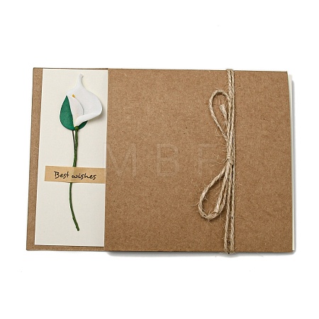 Dried Calla Lily Paper Thank You Greeting Cards AJEW-K043-01G-1