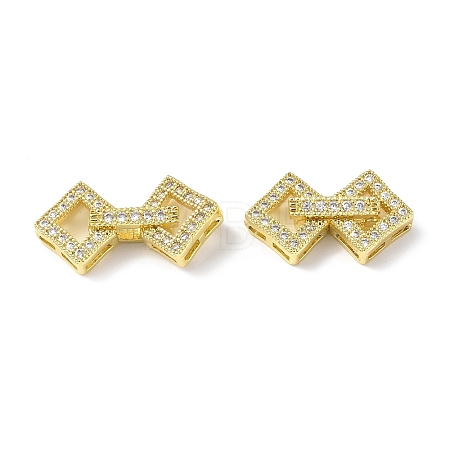 Rack Plating Brass Micro Pave Clear Cubic Zirconia Fold Over Clasps KK-G448-01G-1