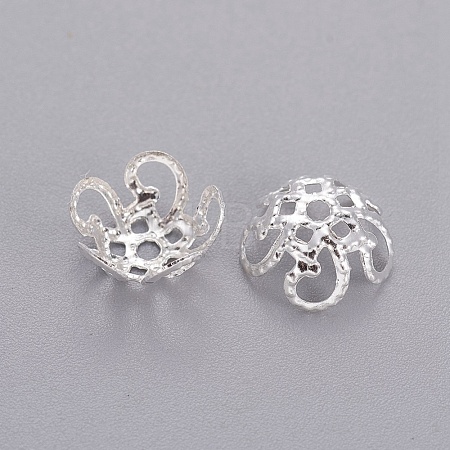 Silver Color Plated Iron Bead Caps X-IFIN-D040-S-1