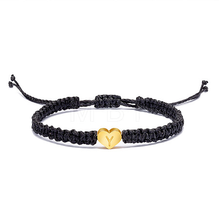 Alloy Heart with Letter Pattern Bead Braided Bead Bracelets FS-WGEB992-25-1