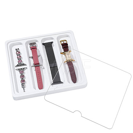 4-Slot Wooden Watch Band Storage Cases with Visible Lid CON-WH0110-298A-1