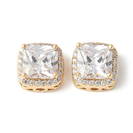 Brass Micro Pave Cubic Zirconia Beads KK-A253-20G-04-1