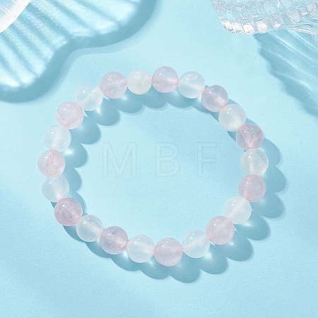 Natural Rose Quartz & Selenite Beaded Stretch Bracelets for Women BJEW-JB13140-1
