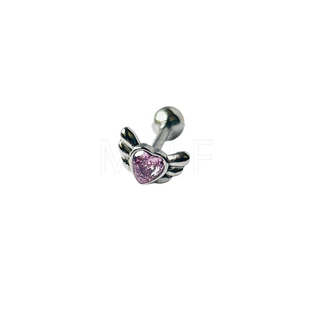 Angel Wing Heart 316L Surgical Stainless Steel Pave Cubic Zirconia Tongue Rings FS-WG901EE-06-1