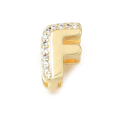 Brass Micro Pave Clear Cubic Zirconia Initial Spacer Bars KK-E802-34G-F-1