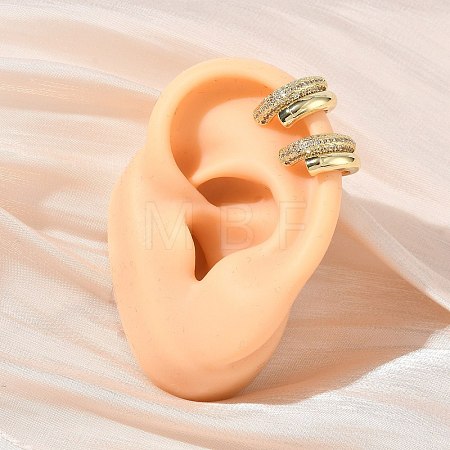 Brass Micro Pave Clear Cubic Zirconia Cuff Earrings KK-CBA56EF-39G-1
