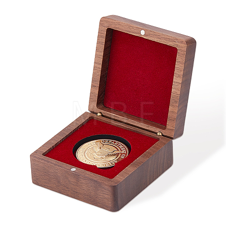 Wood Commemorative Coin Storage Magnetic Boxes CON-WH0133-009A-1