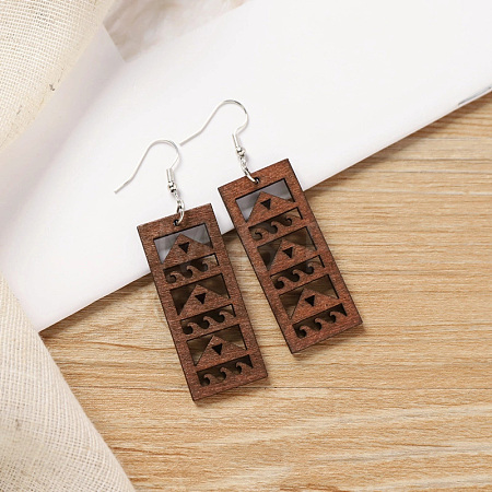 Bohemian Wood Dangle Earrings WG7FE60-07-1