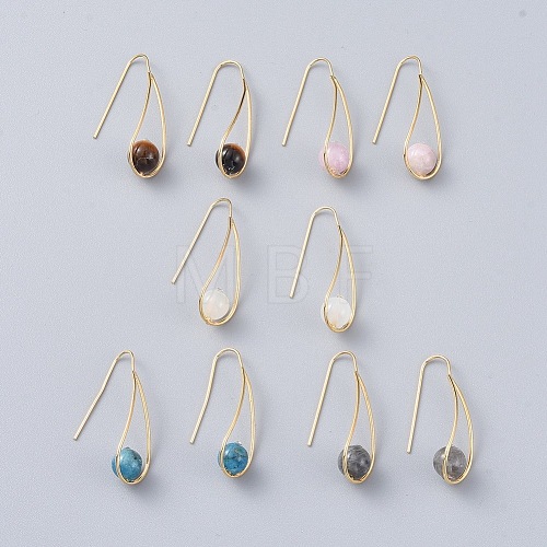Natural Gemstone Dangle Earrings EJEW-JE03595-1