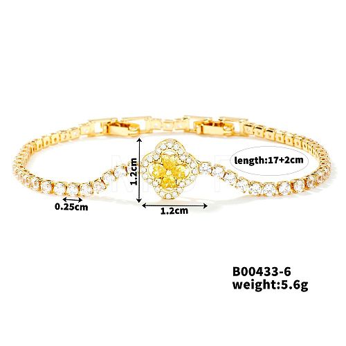 Elegant Four-Leaf Clover Zircon Bracelet for Everyday Western Style. QU3098-3-1