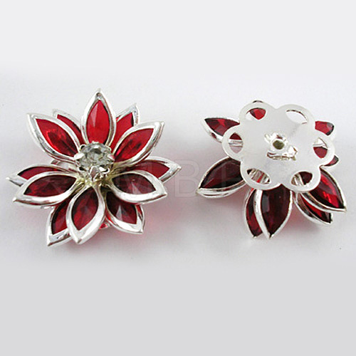 Acrylic Rhinestone Flower Flat Back Cabochons GACR-R016-08-1