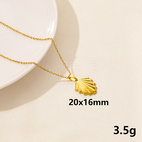 304 Stainless Steel Shell Shape Pendant Necklaces JQ3185-6-1