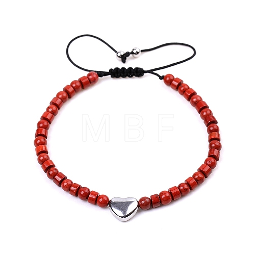 Natural Red Jasper Braided Bead Bracelets for Women PW-WGAE96F-05-1