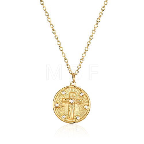 Round Cross Pendant Necklaces GT4344-1-1