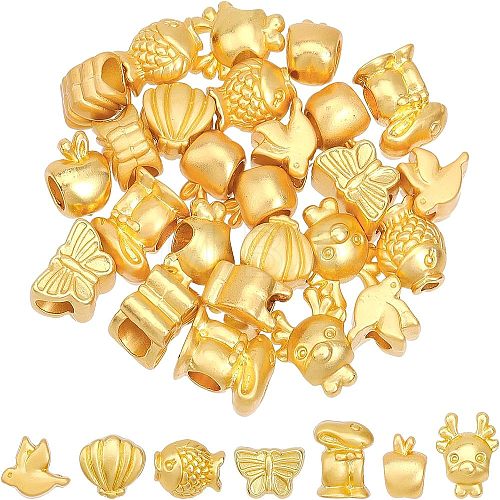 35Pcs 7 Styles Alloy European Beads FIND-CA0006-52-1