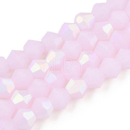 Imitation Jade Bicone Frosted Glass Bead Strands EGLA-A039-J4mm-MB02-1