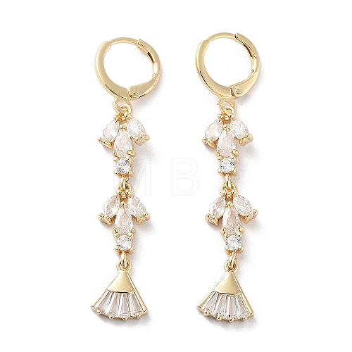 Fan Rack Plating Golden Brass Dangle Leverback Earrings EJEW-A030-04G-02-1