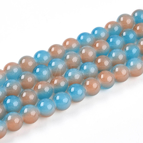 Baking Painted Imitation Jade Glass Round Bead Strands DGLA-N003-8mm-06-1