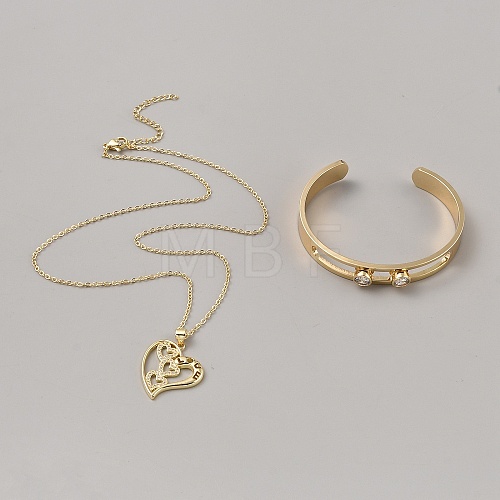Brass Jewelry Set with Cubic Zirconia SJEW-F223-03-1