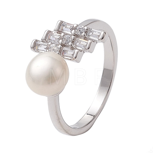 Round Natural Pearl Finger Rings RJEW-P113-12P-1