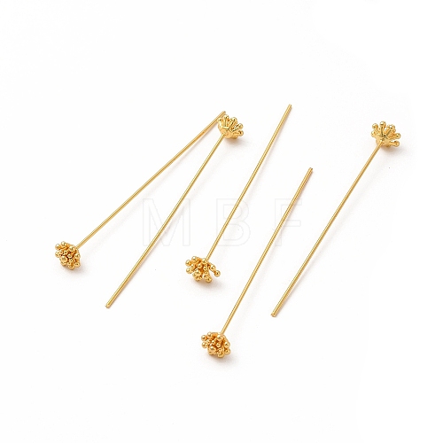 Brass Flower Head Pins X-KK-A178-09G-1