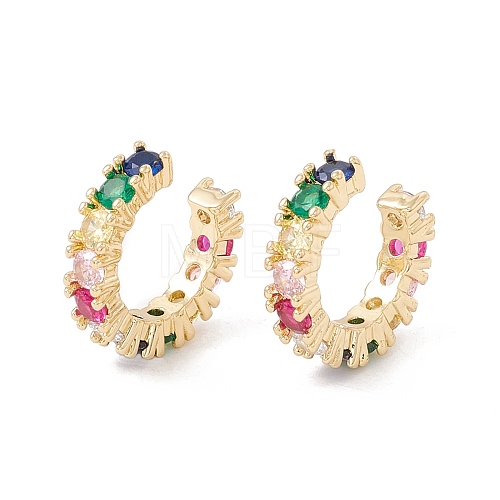 Colorful Cubic Zirconia Cuff Earrings KK-E005-25G-1