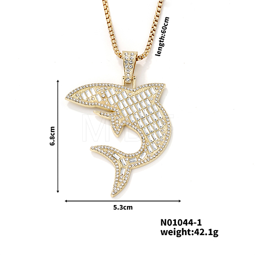 Alloy Rhinestones Shark Pendant Necklace BT9378-1