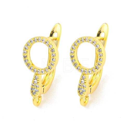 Brass Micro Pave Cubic Zirconia Hoop Earrings Finding KK-K382-02G-1