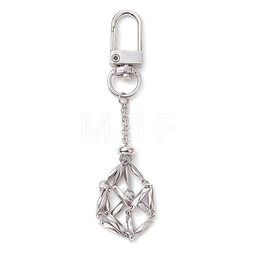 304 Stainless Steel Empty Stone Holder Chain Pouch Pendant Decorations HJEW-JM01885-01-1