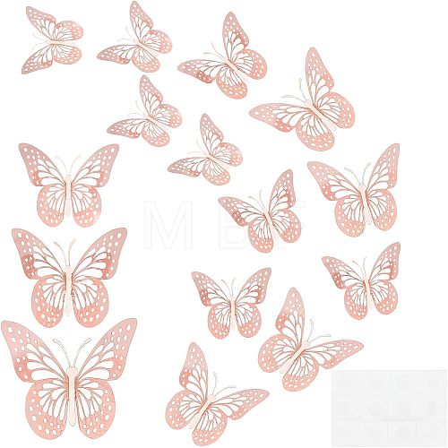 SUPERFINDINGS 4 Set 3D Butterfly Paper Mirror Wall Stickers DIY-FH0002-96-1