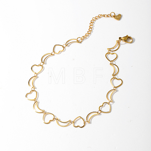 Elegant and Versatile Real 18K Gold Plated Brass Heart Link Chain Anklets for Women HS0415-1