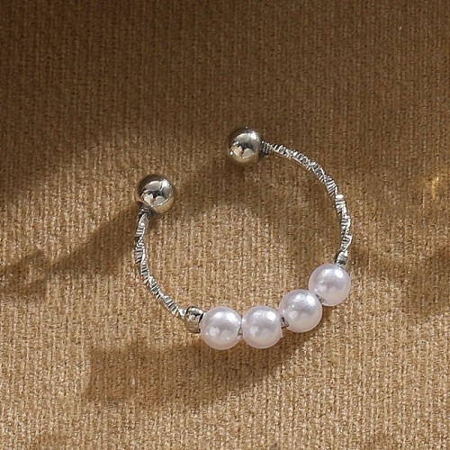 Four Natural Freshwater Pearl Oval Beaded Finger Rings WG9E4BA-06-1