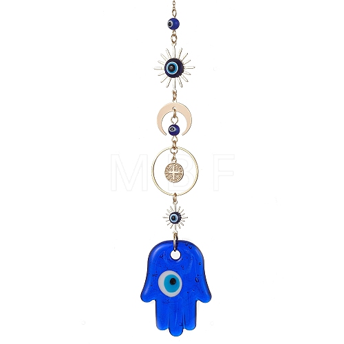 Blue Evil Eye Lampwork Pendant Decorations HJEW-JM01603-01-1