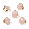 Natural Rose Quartz & Alloy Finger Rings for Women RJEW-G375-01G-01-4