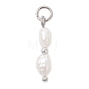 Natural Baroque Keshi Pearl & Electroplate Synthetic Non-magnetic Hematite Beaded Pendants PALLOY-JF04993-02-3