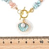Natural Carved Shell & Alloy Enamel Shell Shape Pendant Necklaces NJEW-JN06513-4