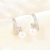 Round Brass Micro Pave Clear Cubic Zirconia Cuff Earrings EJEW-Z164-02P-1