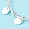 304 Stainless Steel Flat Round Charm Bracelets with Cable Chains for Women BJEW-G669-25S-4