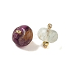 Natural Fluorite Rondelle Charms with Rack Plating Brass Loops G-G110-05A-01-2