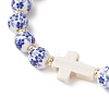 Handmade Porcelain & Synthetic Turquoise Beaded Bracelets BJEW-JB13571-3
