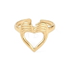 12Pcs Ion Plating(IP) 304 Stainless Steel Heart Open Cuff Rings for Women RJEW-G312-08G-3