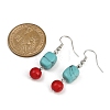 3 Pairs Brass Synthetic Turquoise Dangle Earrings EJEW-JE06589-6