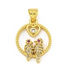 Rack Plating Brass Micro Pave Cubic Zirconia Pendants KK-C074-24G-02-1