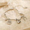 304 Stainless Steel & Crystal Rhinestone Charm Bracelets WG20FFB-02-2