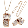 1Pc Iron Rhinestone Whistle Pendant Popcorn Chain Necklaces for Women NJEW-DR0001-03C-1