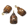 Natural Tiger Eye Carved Pendants G-H357-03G-08-1