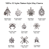 100Pcs 10 Styles Tibetan Style Alloy Pendants TIBEP-CJ0001-80-2