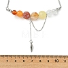 4Pcs 4 Styles Natural Mixed Stone Round Graduated Beaded Pendant 304 Stainless Steel Cable Chain Necklaces for Women NJEW-TA00242-6