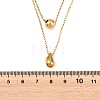 304 Stainless Steel Round Teardrop Pendant Cable Chain Double Layer Necklaces for Women NJEW-B083-03G-3